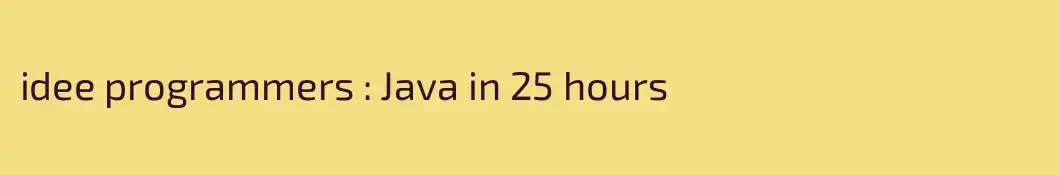 idee programmers : Java in 25 hours